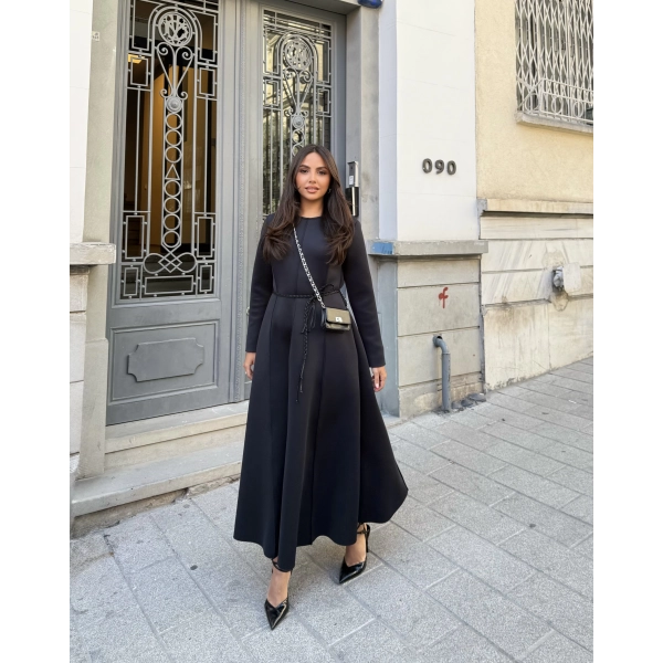 Zühre Puf Elbise - Siyah