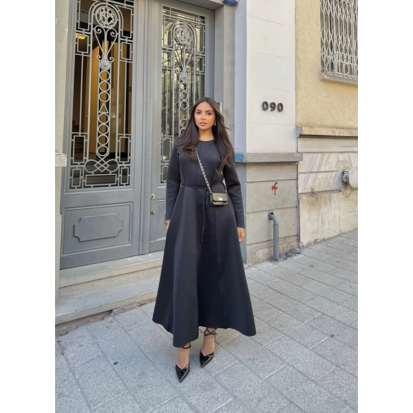 Zühre Puf Elbise - Siyah