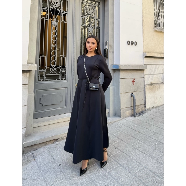 Zühre Puf Elbise - Siyah