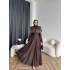 Fuş - Melafis Pelerin Taş Detay Elbise - Acı Kahve