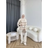 Çizgili Triko Takım - Bej