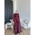 Hen - Volan Saten Elbise - Bordo