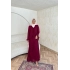 Meslen Şifon Elbise - Bordo