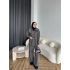 Monica Yakası Kürk Detaylı Takım - Gri