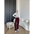 Oysh Kumaş Pantolon - Bordo