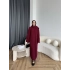 Pln-Atkı Örgü Triko Elbise - Bordo