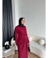 Sılan Yan Detaylı Elbise - Bordo