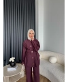 Tb - Eşla Gold Düğmeli Takım - Bordo ÖN SİPARİŞ