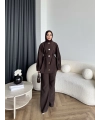 Tb - Eşla Gold Düğmeli Takım - Kahve