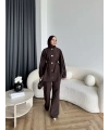 Tb - Eşla Gold Düğmeli Takım - Kahve