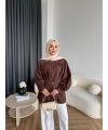 Hen - Mihra Bel Detaylı Gömlek - Kahve - ÖN SİPARİŞ