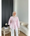 Hen - Mihra Bel Detaylı Gömlek - Pembe - ÖN SİPARİŞ