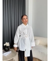 Hen - Noble Kuşaklı Gömlek - Beyaz