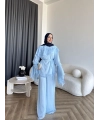 Fuş - Volan Kol Şifon Takım - Mavi - ÖN SİPARİŞTİR