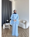 Fuş - Volan Kol Şifon Takım - Mavi - ÖN SİPARİŞTİR