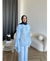 Fuş - Volan Kol Şifon Takım - Mavi - ÖN SİPARİŞTİR