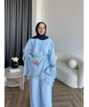 Fuş - Volan Kol Şifon Takım - Mavi - ÖN SİPARİŞTİR