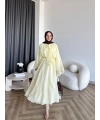 Qu - Liva Volan Detay Elbise - Sarı