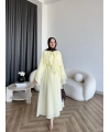 Qu - Liva Volan Detay Elbise - Sarı