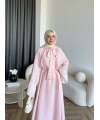 Qu - Liva Volan Detay Elbise - Pembe