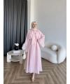 Qu - Liva Volan Detay Elbise - Pembe