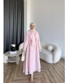 Qu - Liva Volan Detay Elbise - Pembe