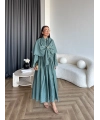 Qu - Quase Pelerin Detay Etek Takım - Petrol Yeşil