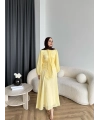 Qu - Salkım Belden Oturtmalı Elbise - Sarı
