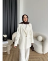 Fuş - Arlin Ceketli Takım - Ekru