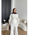 Tb - Roman Düğmeli Cupra Takım - Ekru