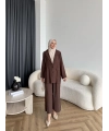 Mav - Moza Düğmeli Takım - Kahve