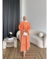 Tb - Dosha Fırfır Detay Elbise - Turuncu