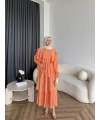 Tb - Dosha Fırfır Detay Elbise - Turuncu
