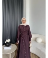 Duq - Kezlar Düğmeli Elbise - Bordo