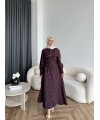 Duq - Kezlar Düğmeli Elbise - Bordo