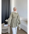 Helino Kuşaklı Gömlek - Haki