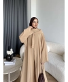 Bel - Zyra Omuz Şallı Yırtmaçlı Takım - Camel