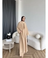 Bel - Zyra Omuz Şallı Yırtmaçlı Takım - Camel