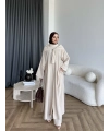 Bel - Zyra Omuz Şallı Yırtmaçlı Takım - Bej