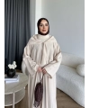 Bel - Zyra Omuz Şallı Yırtmaçlı Takım - Bej