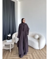 Bel - Zyra Omuz Şallı Yırtmaçlı Takım - Kahve