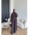 Bel - Zyra Omuz Şallı Yırtmaçlı Takım - Kahve