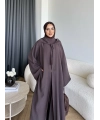 Bel - Zyra Omuz Şallı Yırtmaçlı Takım - Kahve