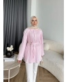 Hen - Choco Piliseli Gömlek - Pembe