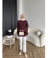 Hen - Choco Piliseli Gömlek - Bordo