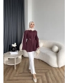 Hen - Choco Piliseli Gömlek - Bordo