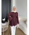 Hen - Choco Piliseli Gömlek - Bordo