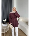 Hen - Choco Piliseli Gömlek - Bordo