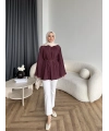Hen - Choco Piliseli Gömlek - Bordo