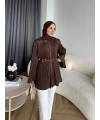 Hen - Choco Piliseli Gömlek - Kahve